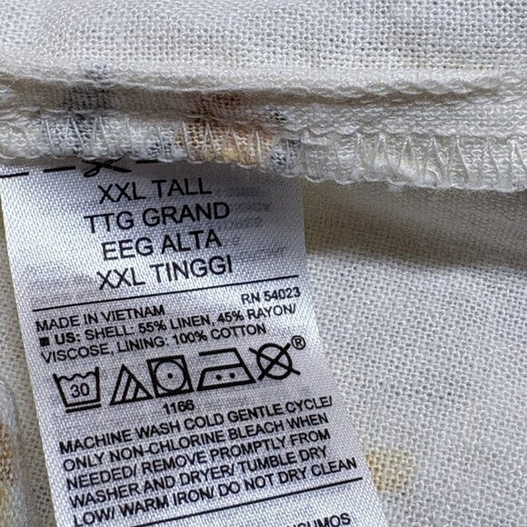 Old Navy Linen Blend Midi Dress‎ Size XXL Tall Floral Cottage Beachy Lagenlook - Picture 8 of 11